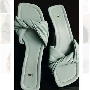 Zara Women’s Knotted Leather Mule Sandals Size 10